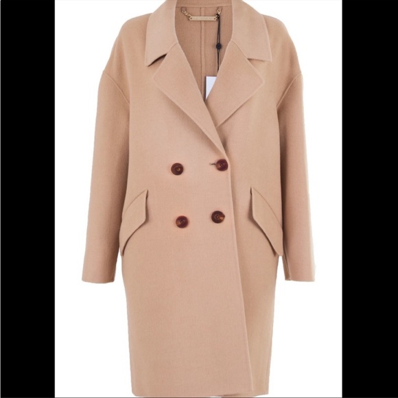 Diane Von Furstenberg Jackets & Blazers - Diane Von Furstenberg Peacoat Camel Oversized Double Button Small